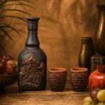Керамический набор для рома из глины с рюмками