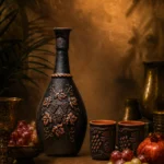 Керамический набор для вина из глины со стаканами